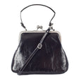 AUDREY | Handtasche Schwarz Vintage Leder – Handtasche mit festem Boden
