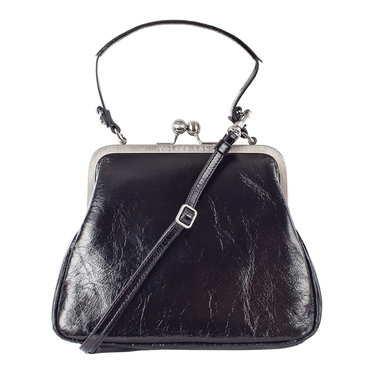 AUDREY | Handtasche Schwarz Vintage – kleine Ausgehtasche mit festem Boden