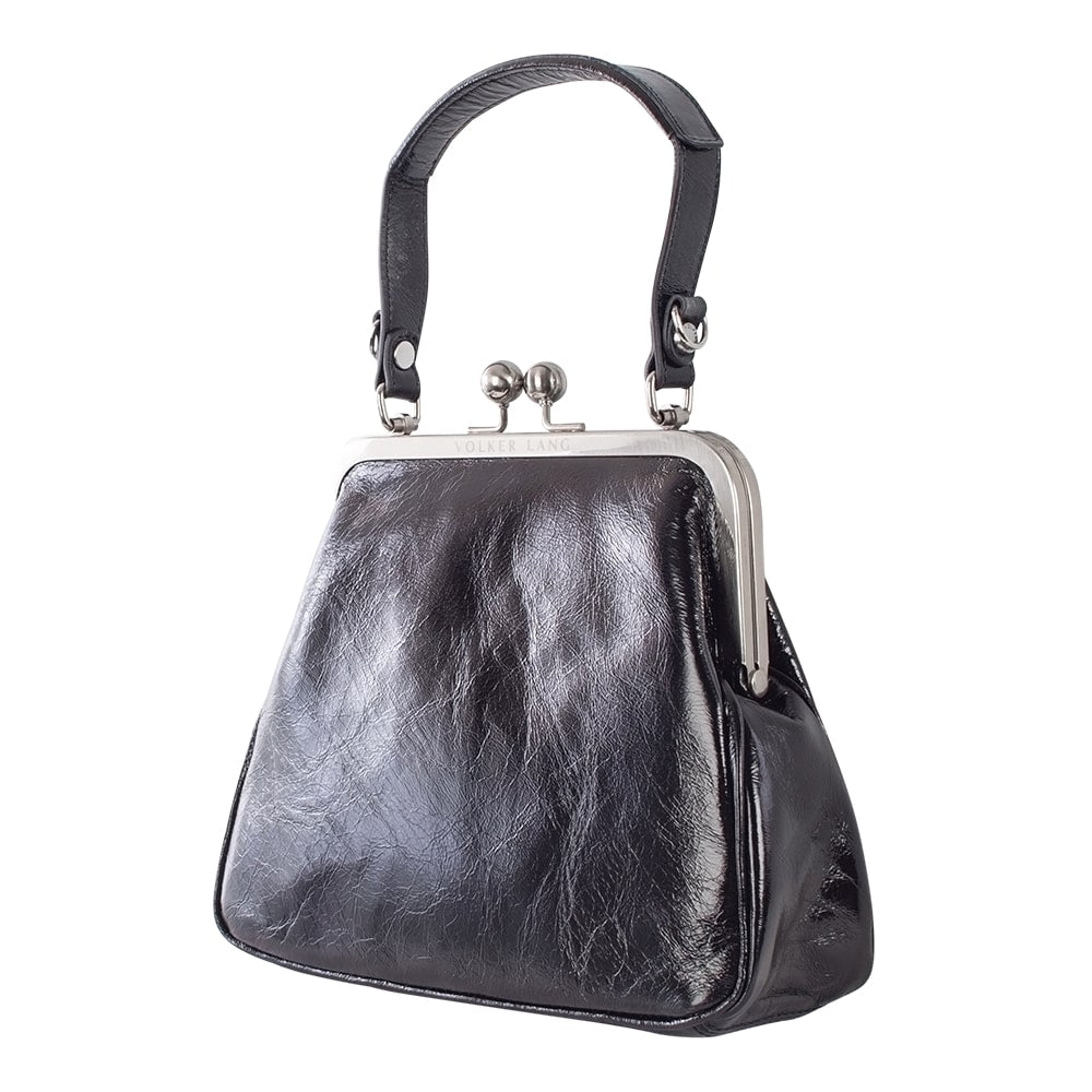AUDREY | Handtasche Schwarz Vintage – kleine Ausgehtasche mit festem Boden