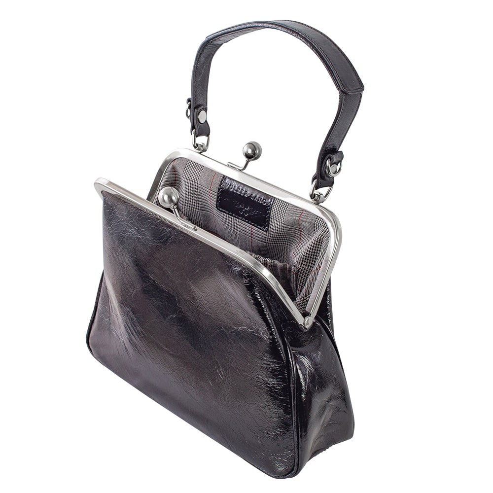 AUDREY | Handtasche Schwarz Vintage – kleine Ausgehtasche mit festem Boden