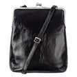 EFFI | Umhängetasche Schwarz Vintage Leder – Umhängetasche mit Bügelverschluss