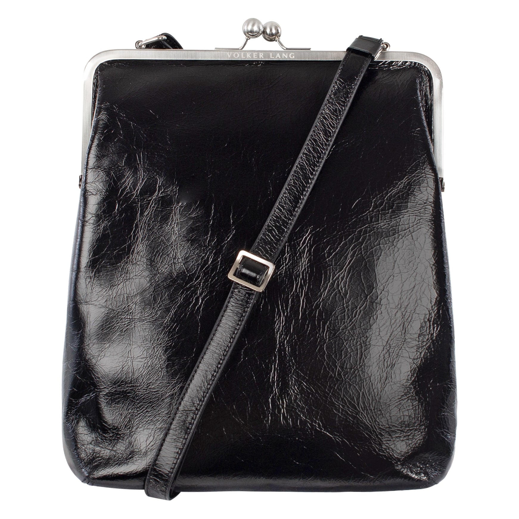 EFFI | Umhängetasche Schwarz Vintage Leder – Umhängetasche mit Bügelverschluss