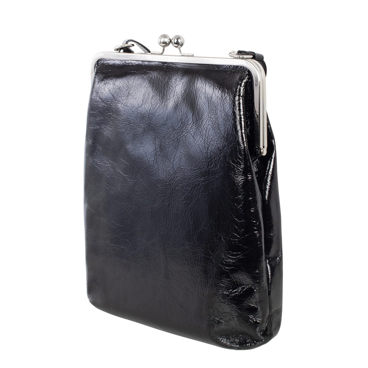 EFFI | Umhängetasche Schwarz Vintage Leder – Umhängetasche mit Bügelverschluss