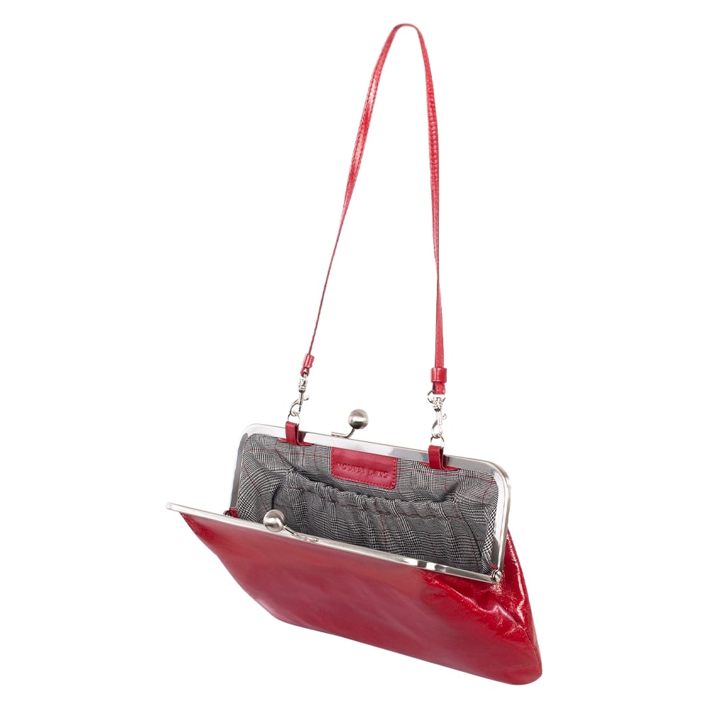 MARLENE | Handtasche Rot (Cardinal) Vintage – Clutch mit Bügelverschluss