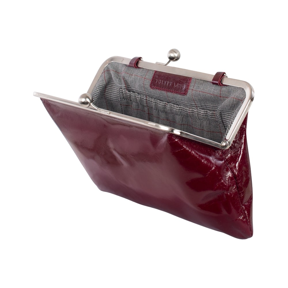 MARLENE | Handtasche Rubinrot Vintage – Clutch mit Bügelverschluss