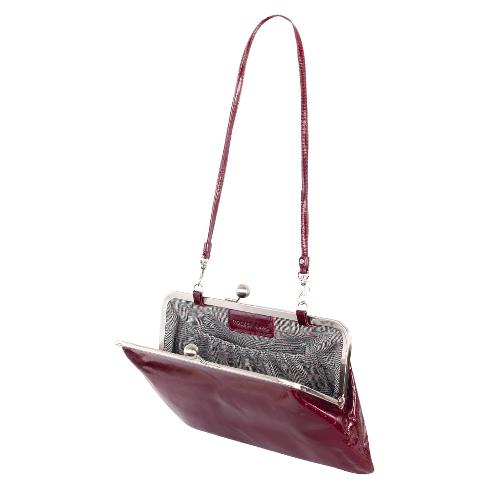 MARLENE | Handtasche Rubinrot Vintage – Clutch mit Bügelverschluss