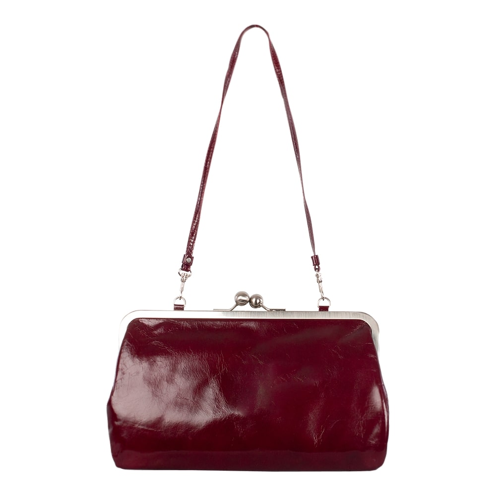 MARLENE | Handtasche Rubinrot Vintage – Clutch mit Bügelverschluss