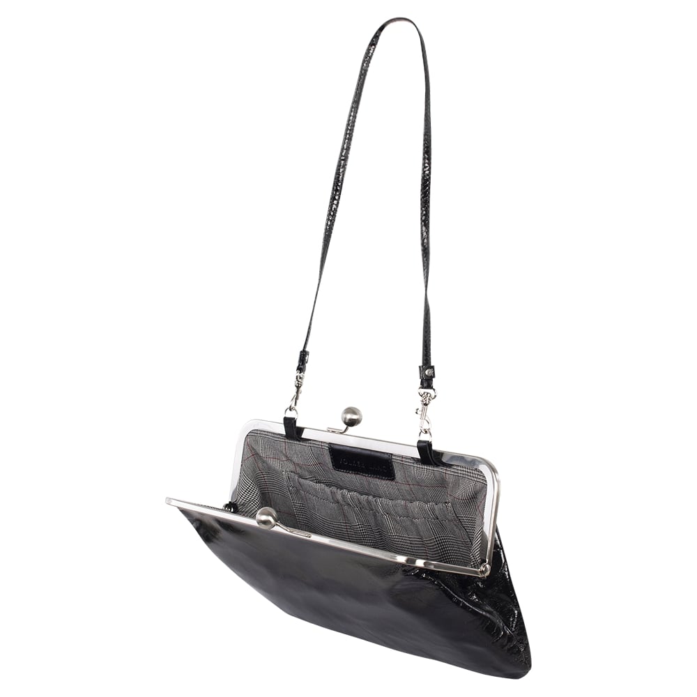MARLENE | Handtasche Schwarz Vintage – Clutch mit Bügelverschluss