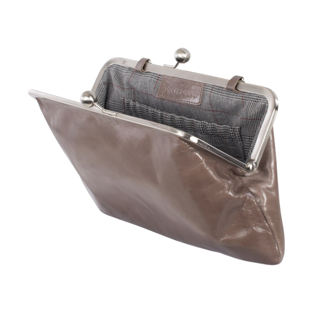 MARLENE | Handtasche Taupe Vintage – Clutch mit Bügelverschluss