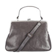 GRACE | Handtasche Grau (Granit) Vintage Leder – Handtasche mit Bügelverschluss im Retrolook