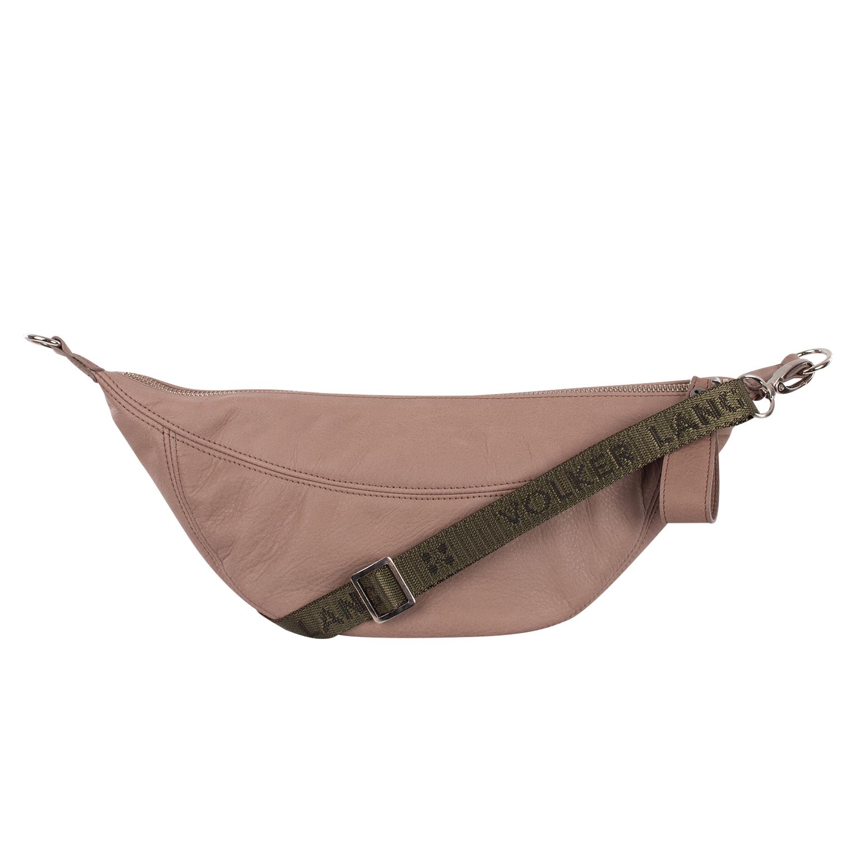 LUNETTA | Umhängetasche Graubraun (Mud) Velvet – kleine Moonbag mit Reißverschluss