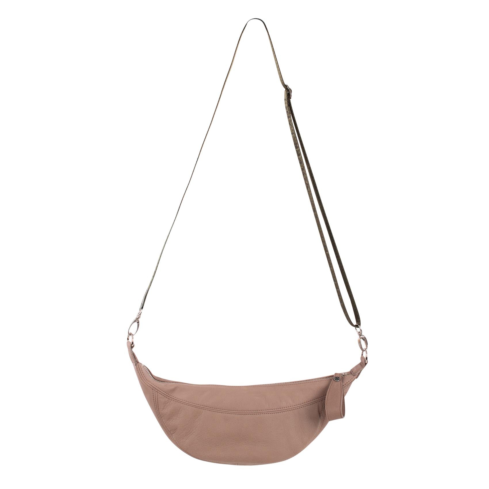 LUNETTA | Umhängetasche Graubraun (Mud) Velvet – kleine Moonbag mit Reißverschluss