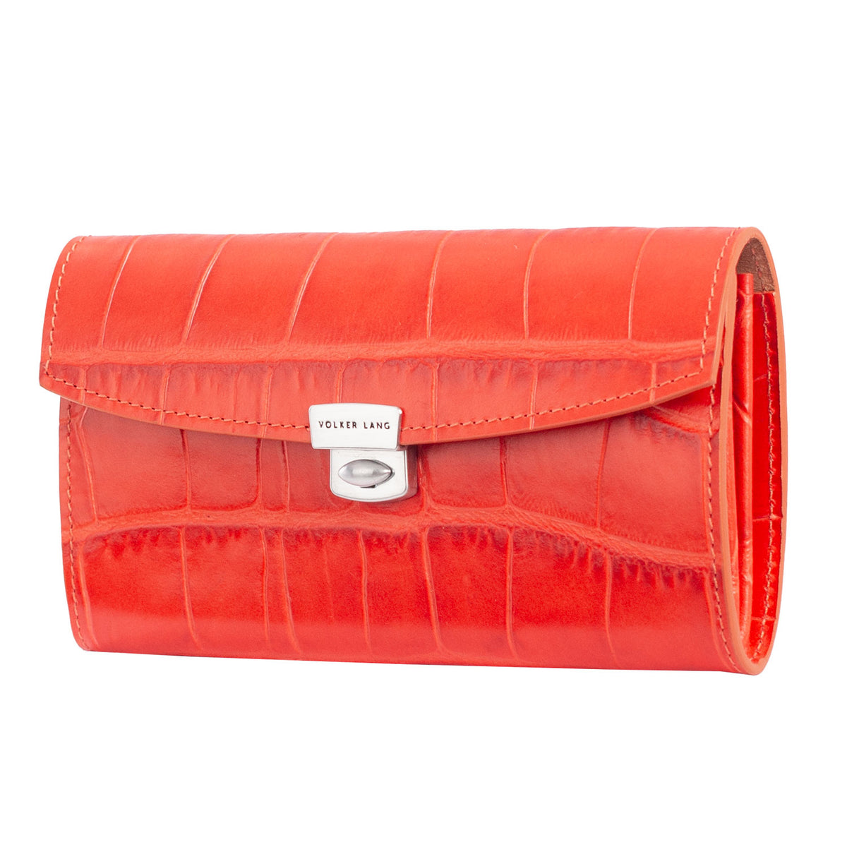 YEN | Portemonnaie Orange (Papaya) Kroko Leder – Portemonnaie mit 8 Kartenfächern