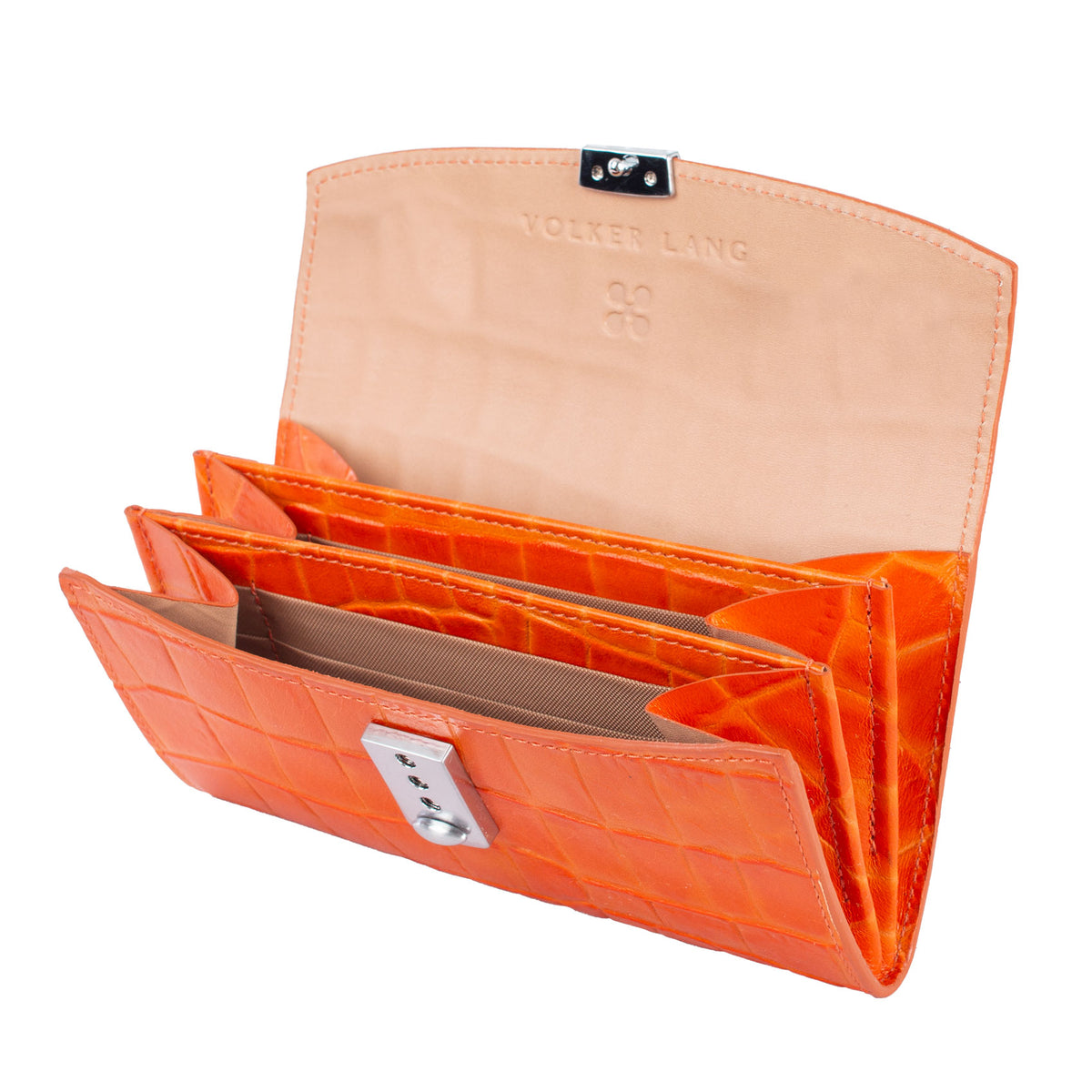 YEN | Portemonnaie Orange (Pumpkin) Kroko Leder – Portemonnaie mit 8 Kartenfächern