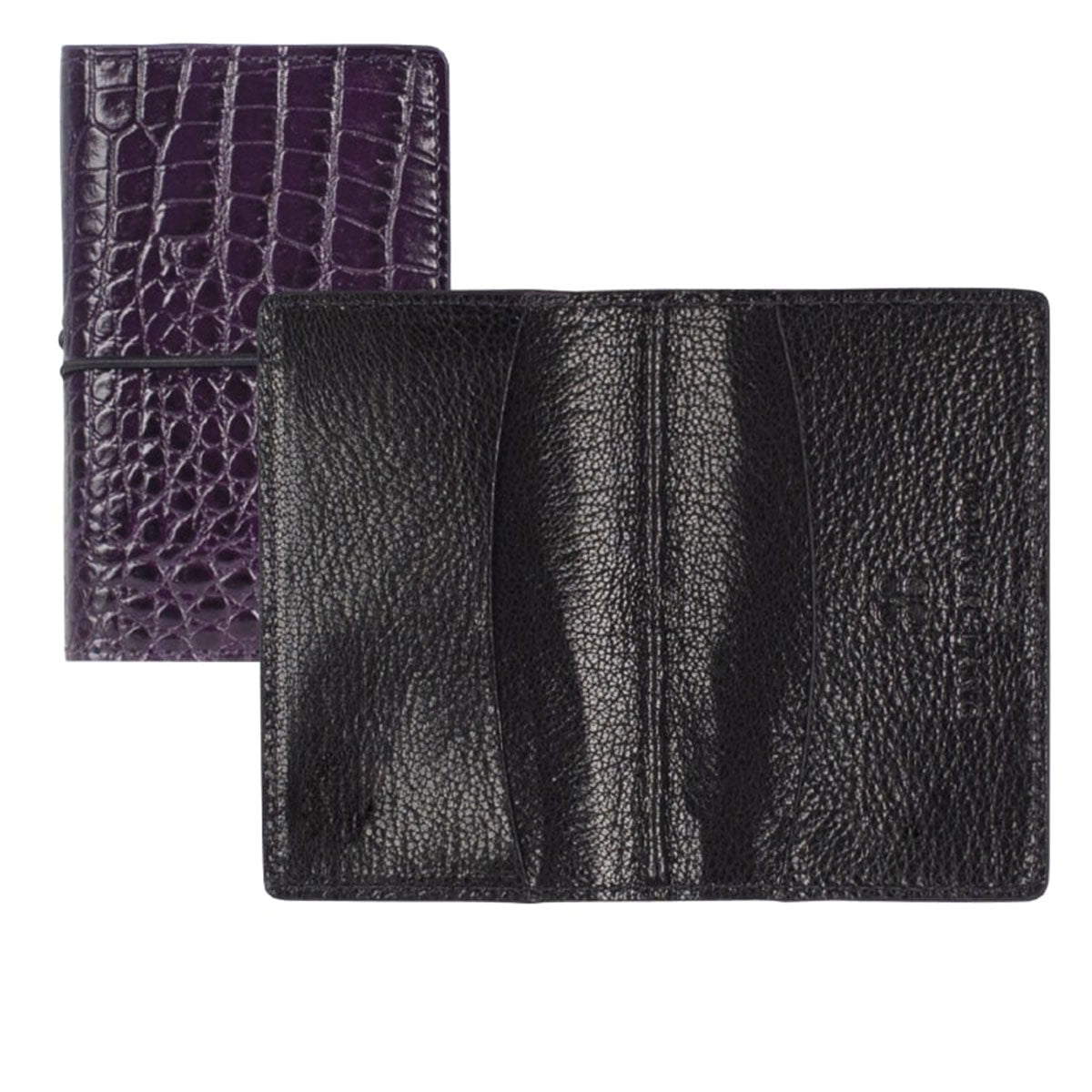 RIAL | Business Card Case Pink-Orange (Passionfruit) Crocodile – Pouch with Elastic Closure