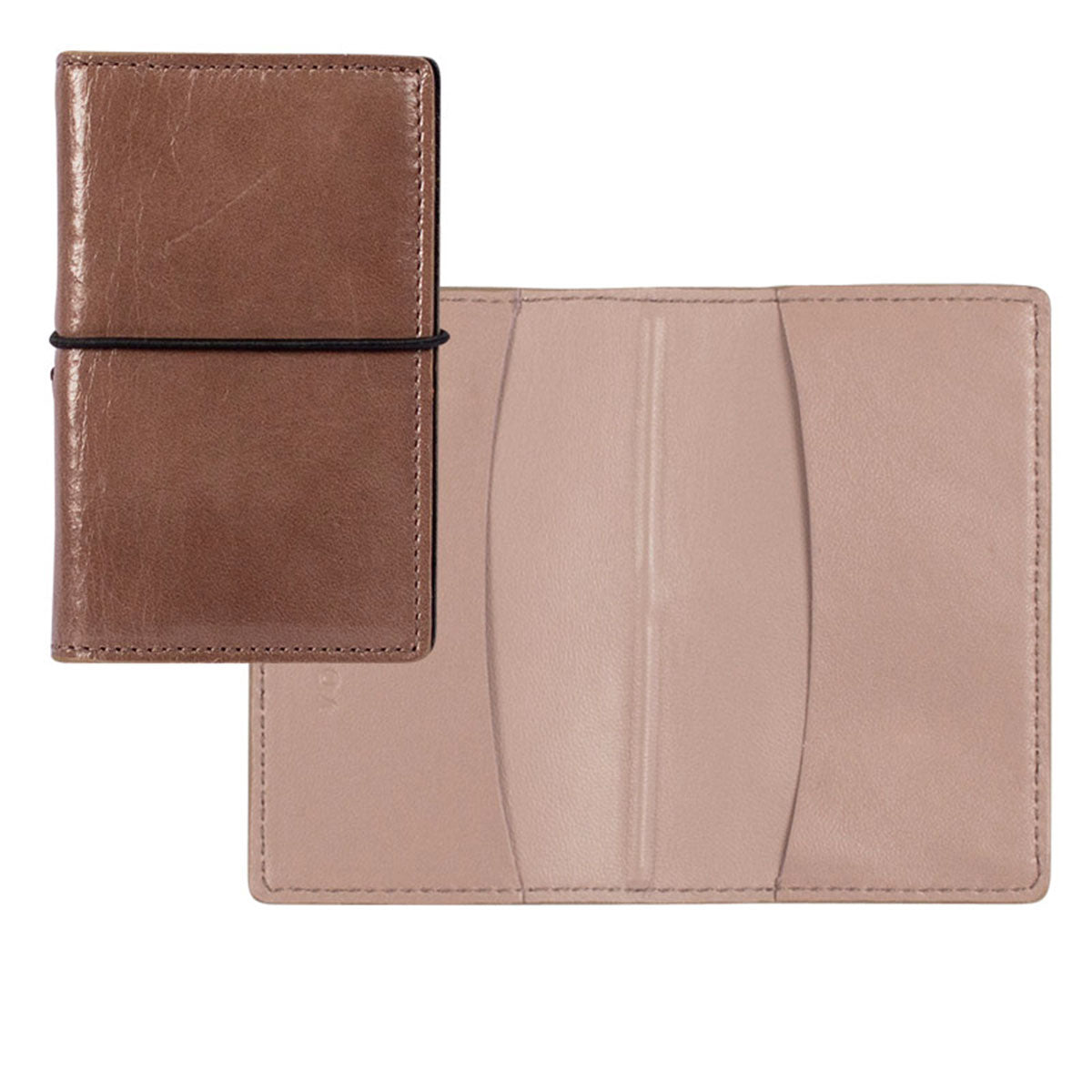 RIAL | Business Card Case Taupe Vintage – Pouch with Elastic Band Closure