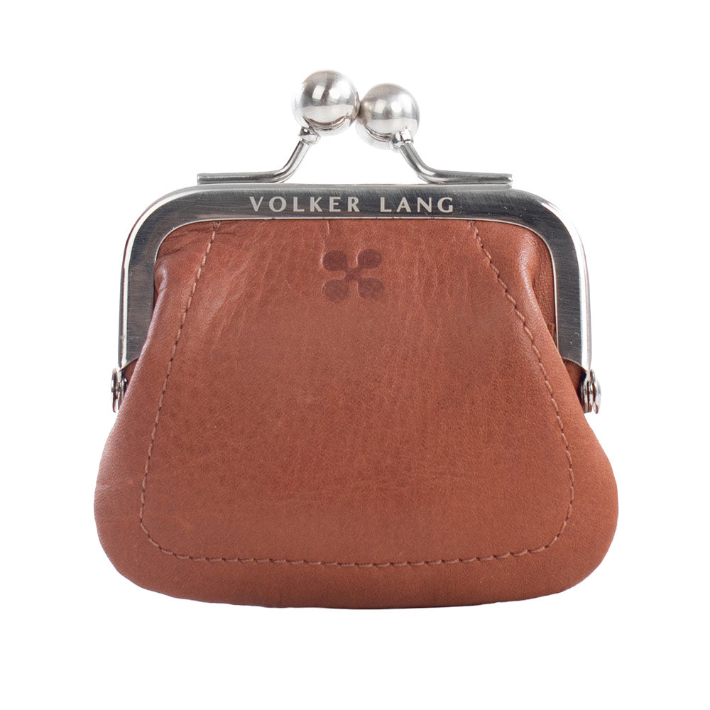 LEU | Portemonnaie Braun (Cognac) Velvet Leder – Portemonnaie mit Kugelverschluss