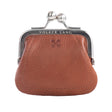 LEU | Portemonnaie Braun (Cognac) Velvet Leder – Portemonnaie mit Kugelverschluss