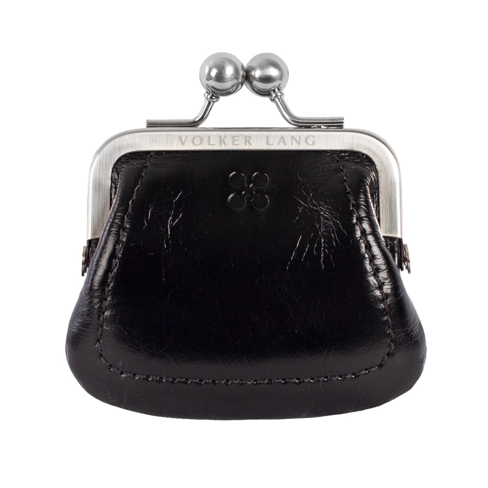 LEU | Portemonnaie Schwarz Vintage Leder – Portemonnaie mit Kugelverschluss