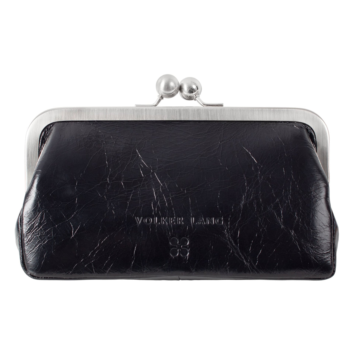 VISAGE | Kosmetiktasche Schwarz Vintage Leder – Kosmetiktasche mit Bügelverschluss