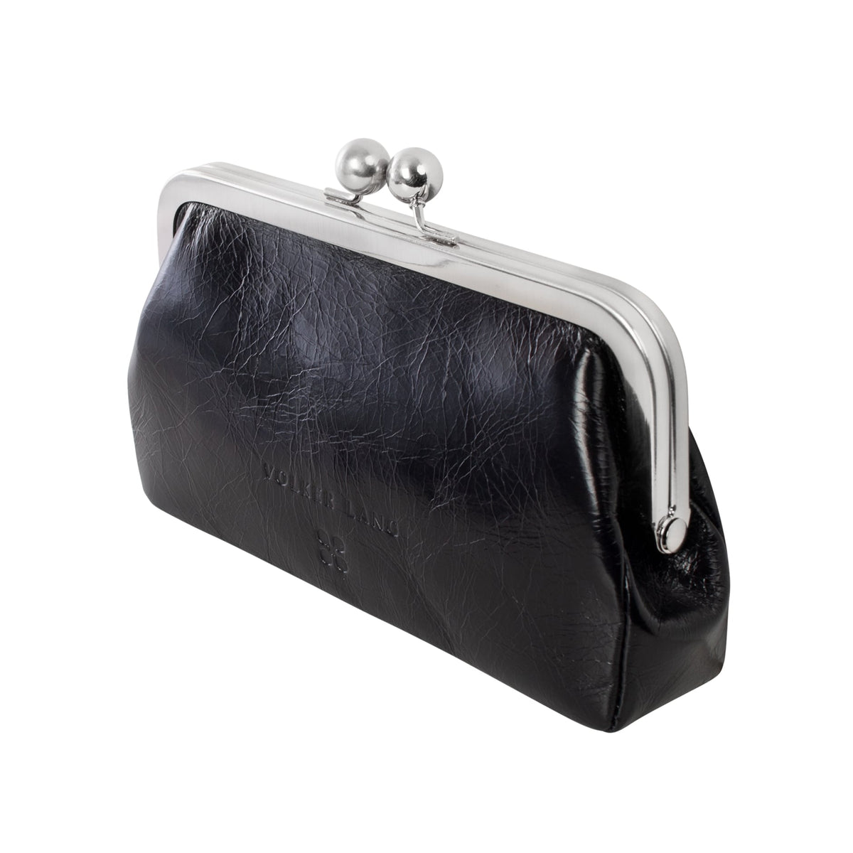 VISAGE | Kosmetiktasche Schwarz Vintage Leder – Kosmetiktasche mit Bügelverschluss