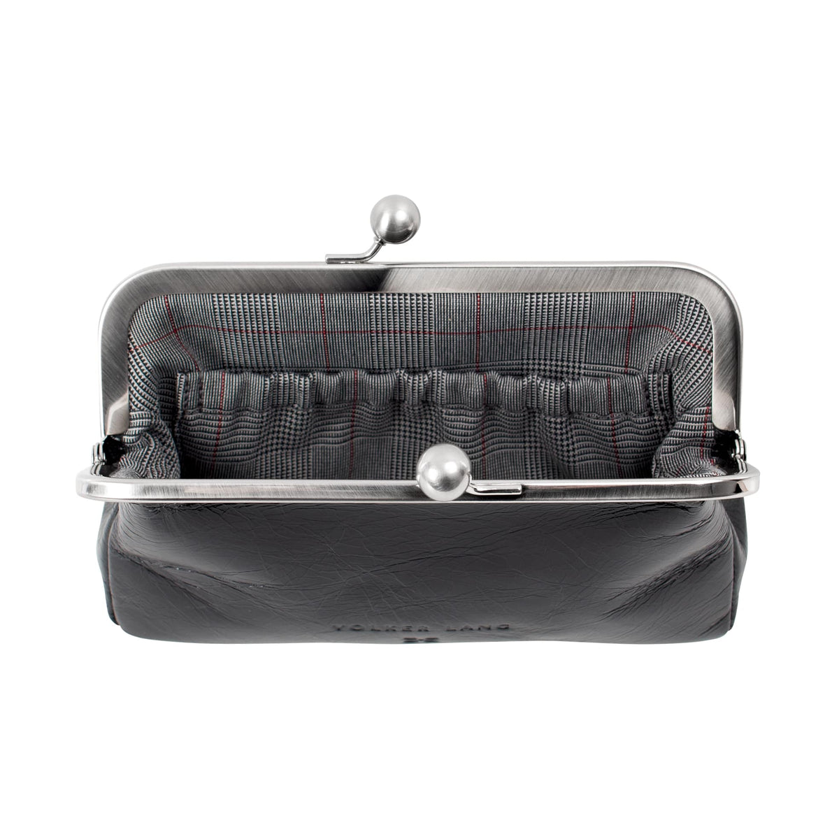 VISAGE | Kosmetiktasche Schwarz Vintage Leder – Kosmetiktasche mit Bügelverschluss