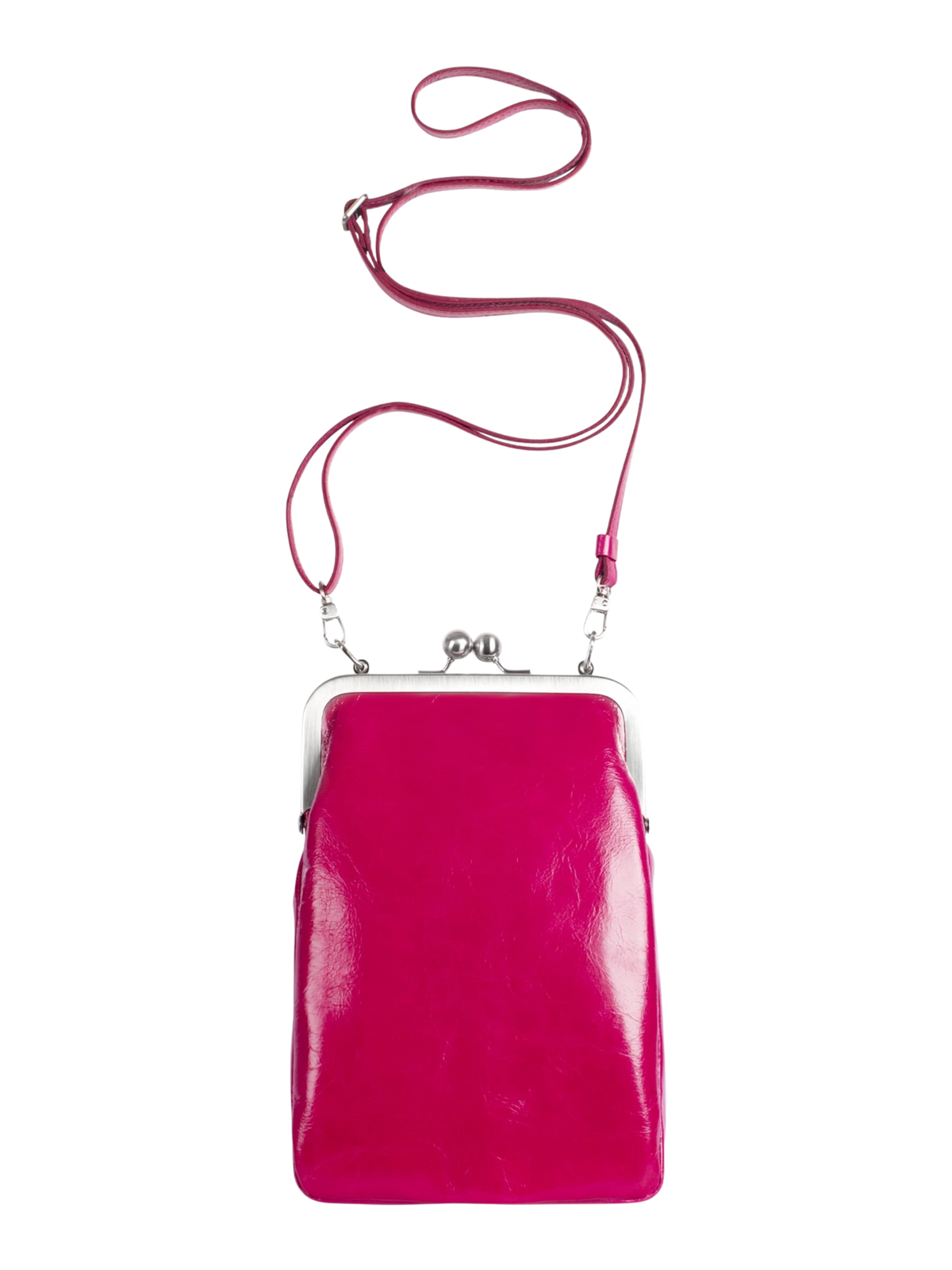 MILA | Handtasche Pink (Fuchsia) Vintage Leder – Handtasche mit Bügelverschluss und Platz für Handy