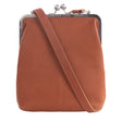 LOLA | Umhängetasche Cognac Velvet Leder (brandy) – Umhängetasche mit Bügelverschluss
