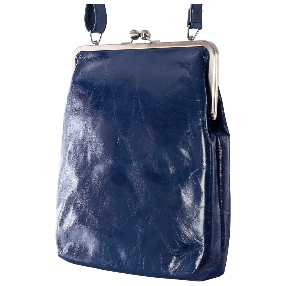 EFFI | Umhängetasche Marineblau Vintage Leder – Umhängetasche mit Bügelverschluss