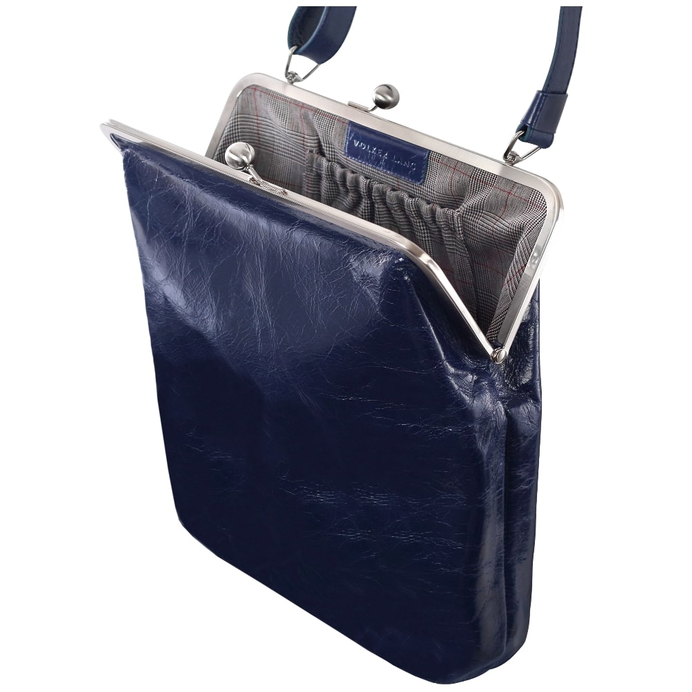 EFFI | Umhängetasche Marineblau Vintage Leder – Umhängetasche mit Bügelverschluss