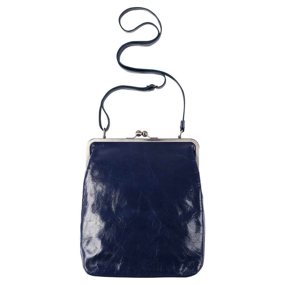 EFFI | Umhängetasche Marineblau Vintage Leder – Umhängetasche mit Bügelverschluss