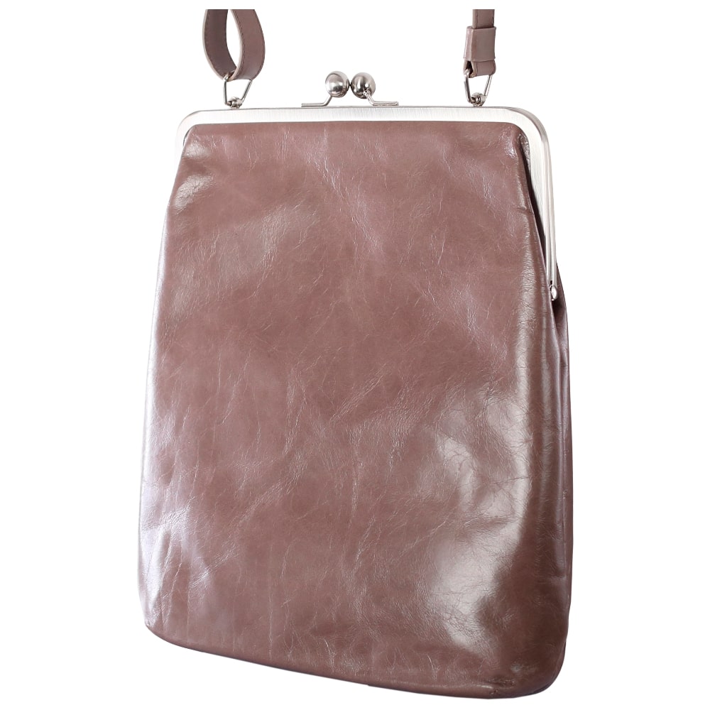 EFFI | Umhängetasche Taupe Vintage Leder – Umhängetasche mit Bügelverschluss