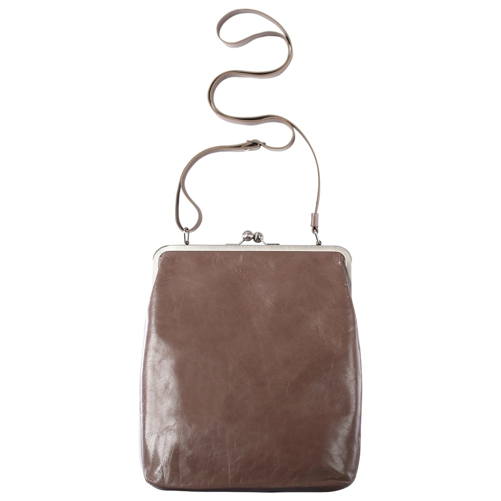 EFFI | Umhängetasche Taupe Vintage Leder – Umhängetasche mit Bügelverschluss