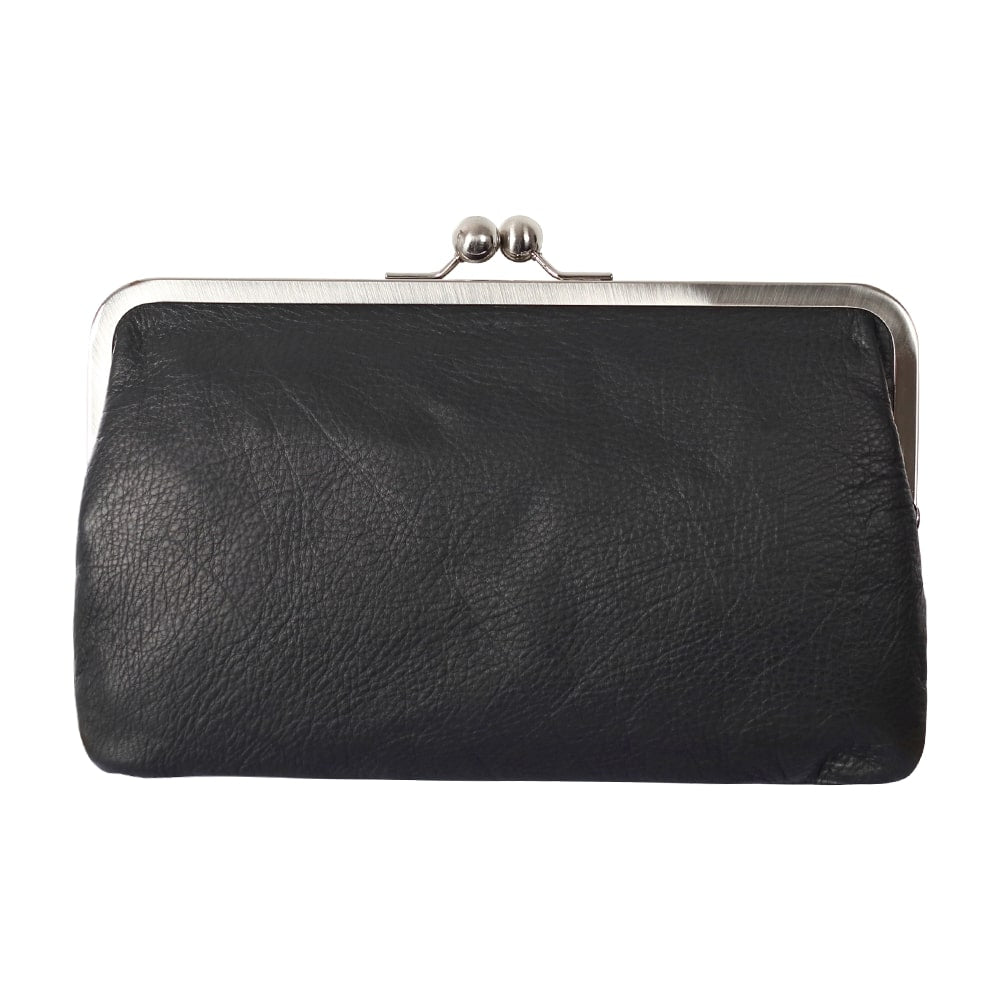 MARLENE | Handtasche Schwarz Nappaleder – Clutch mit Bügelverschluss