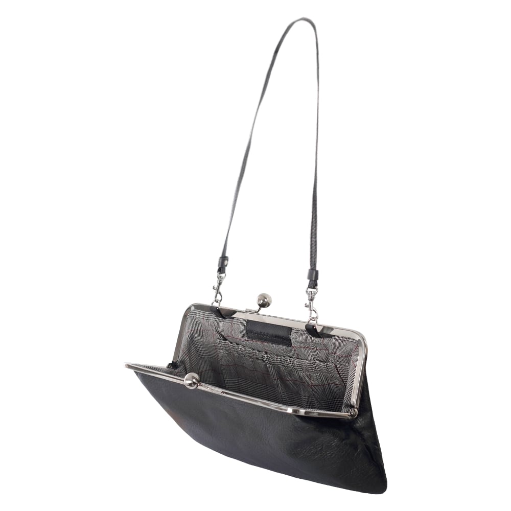 MARLENE | Handtasche Schwarz Nappaleder – Clutch mit Bügelverschluss