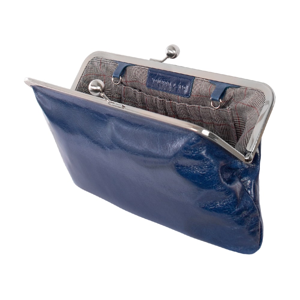 MARLENE | Handtasche Marineblau Vintage – Clutch mit Bügelverschluss