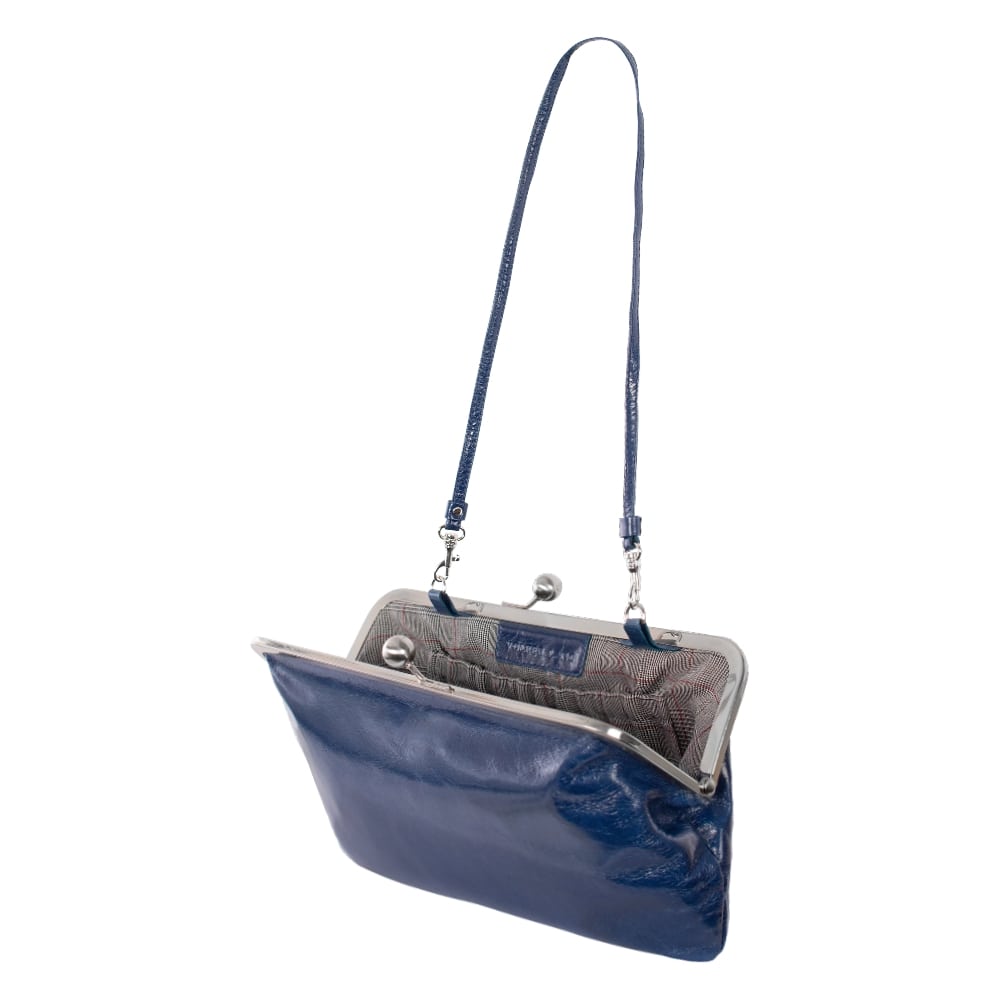 MARLENE | Handtasche Marineblau Vintage – Clutch mit Bügelverschluss