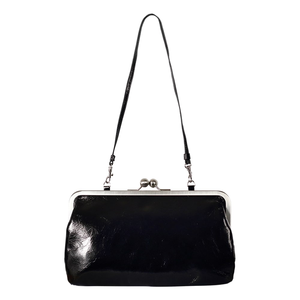 MARLENE | Handtasche Schwarz Vintage – Clutch mit Bügelverschluss