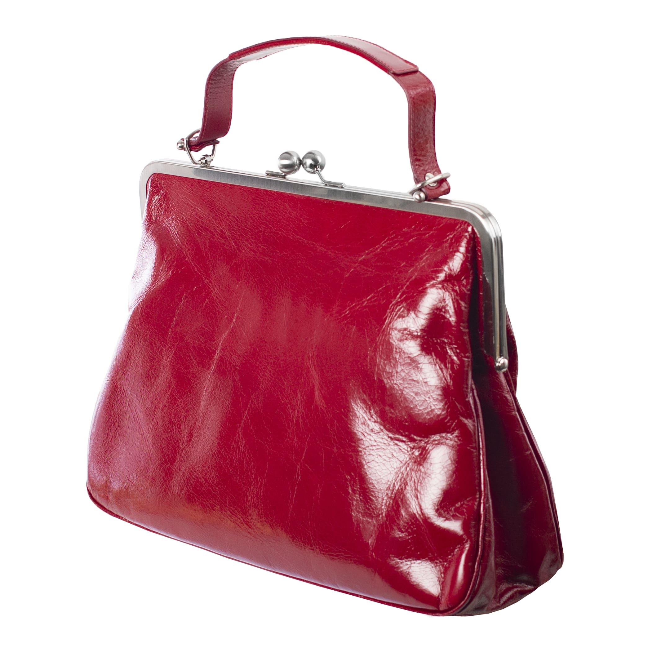 GRACE | Ledertasche Rot (Cardinal) Vintage – große Bügeltasche im Retrolook