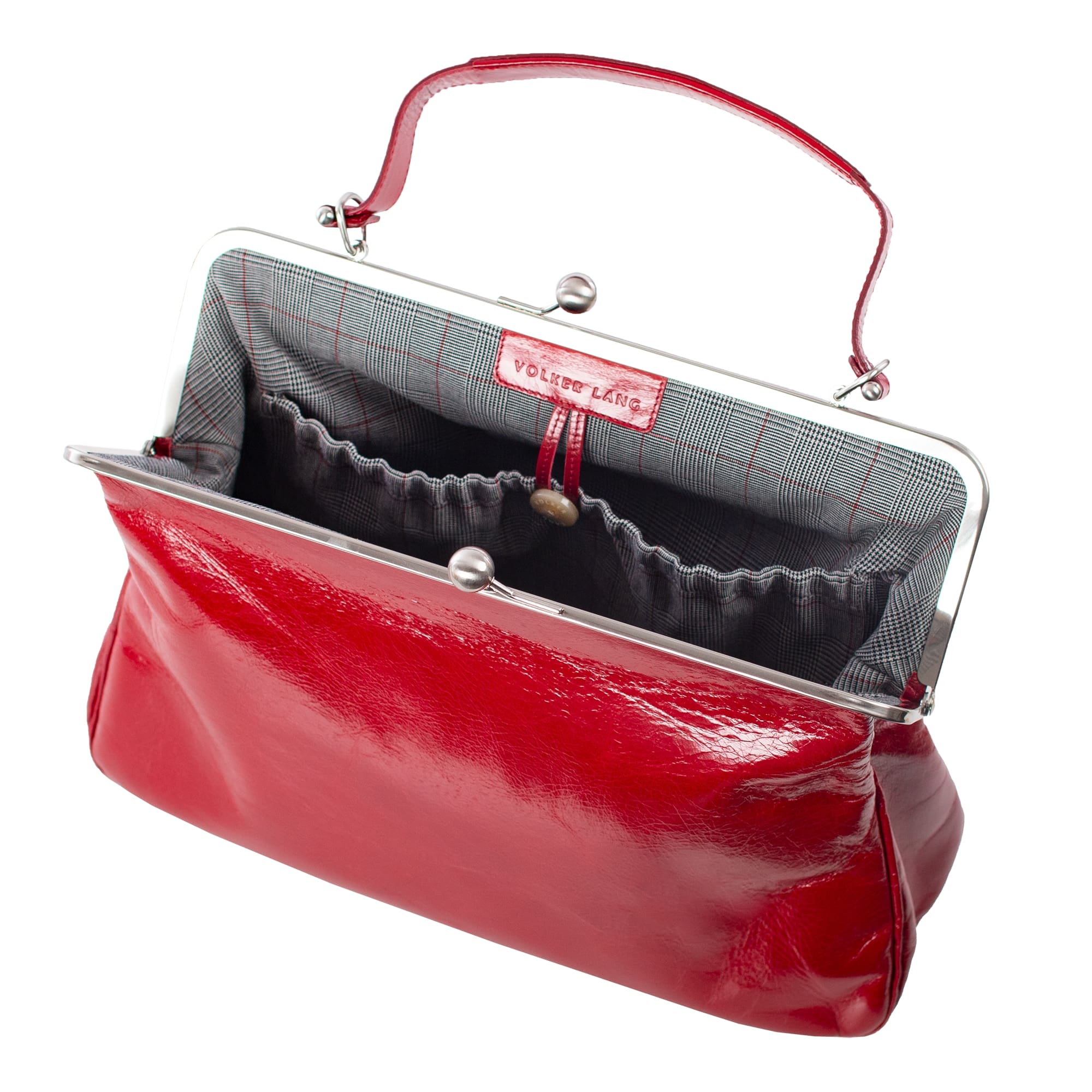 GRACE | Ledertasche Rot (Cardinal) Vintage – große Bügeltasche im Retrolook
