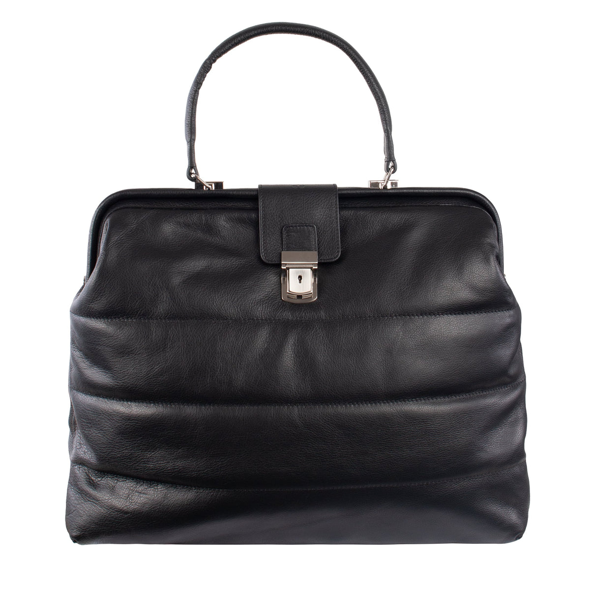 LUCA | Handtasche Schwarz Nappaleder – Handtasche mit abschließbarem Schloss und Laptopfach