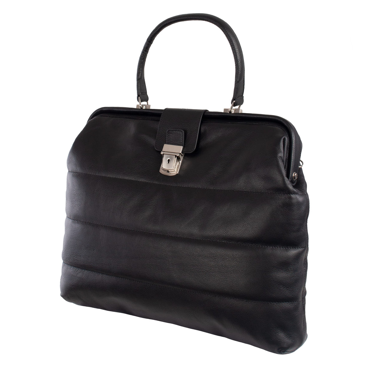 LUCA | Handtasche Schwarz Nappaleder – Handtasche mit abschließbarem Schloss und Laptopfach