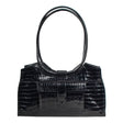 JULIETTE | Schultertasche Schwarz Vintage-Kroko-Prägung – Schultertasche im Retrolook