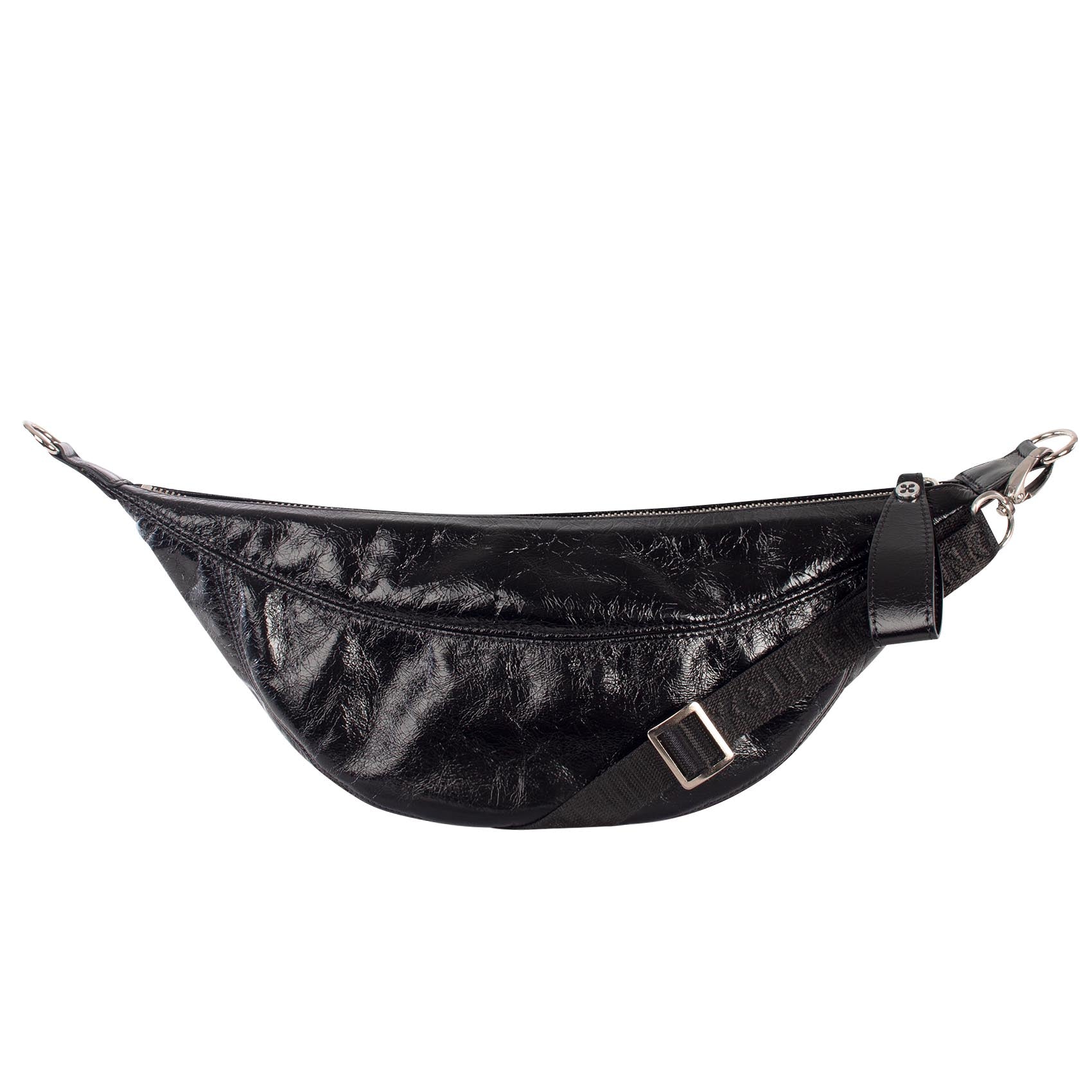 LUNETTA | Umhängetasche Schwarz Vintage – kleine Moonbag mit Reißverschluss