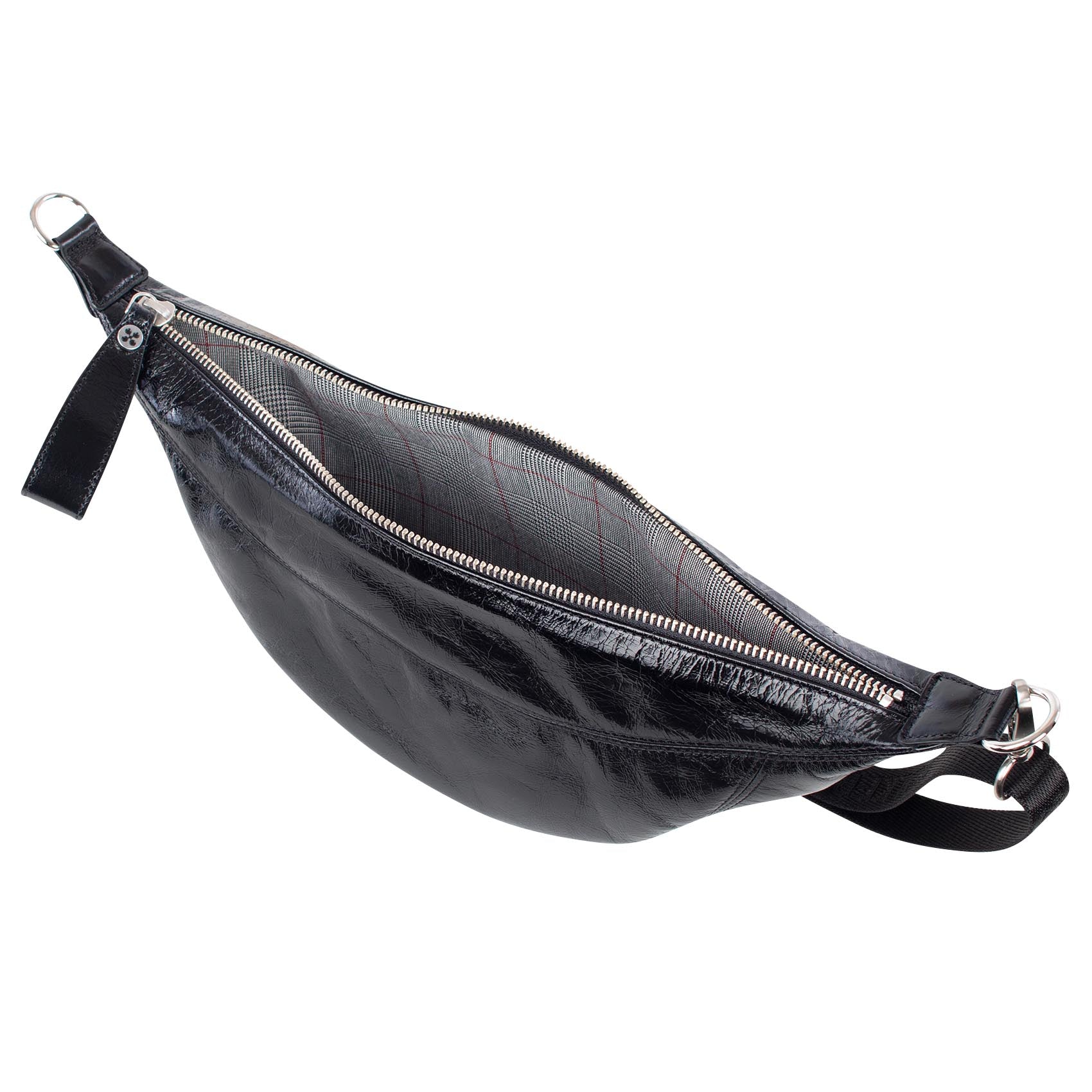 LUNETTA | Umhängetasche Schwarz Vintage – kleine Moonbag mit Reißverschluss