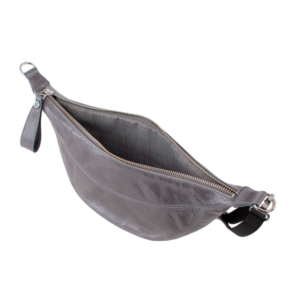 LUNETTA | Shoulder Bag Grey (Granite) Vintage – Small Moon Bag with Zipper