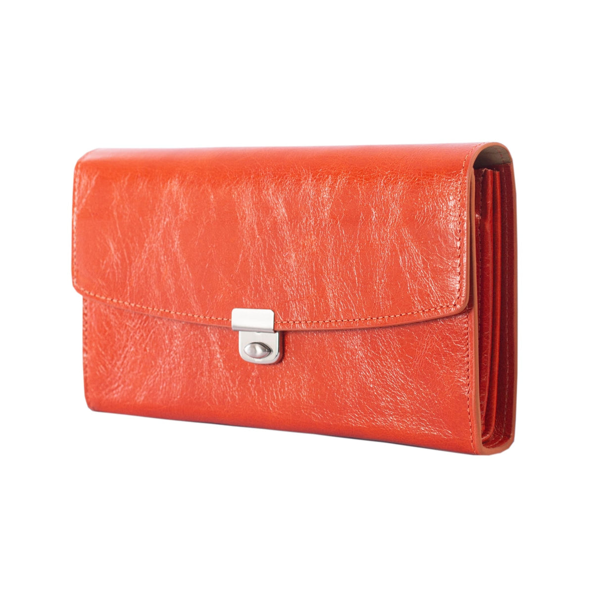 RUBEL | Leder Portemonnaie Orange (Mandarine) Vintageleder mit Reißverschluss-Münzfach und Leiterschloss