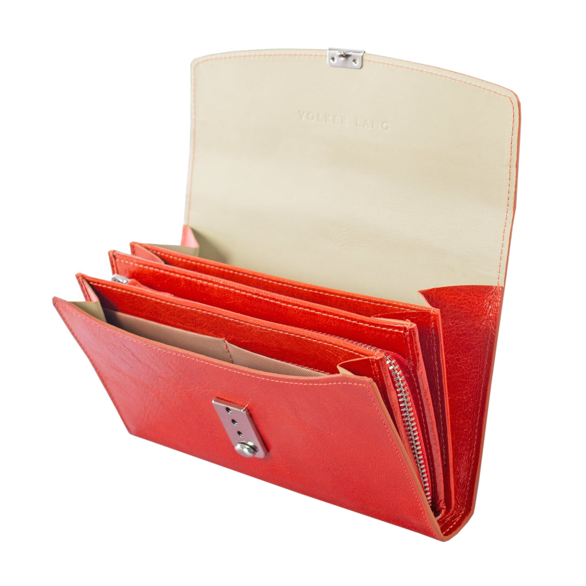 RUBEL | Leder Portemonnaie Orange (Mandarine) Vintageleder mit Reißverschluss-Münzfach und Leiterschloss