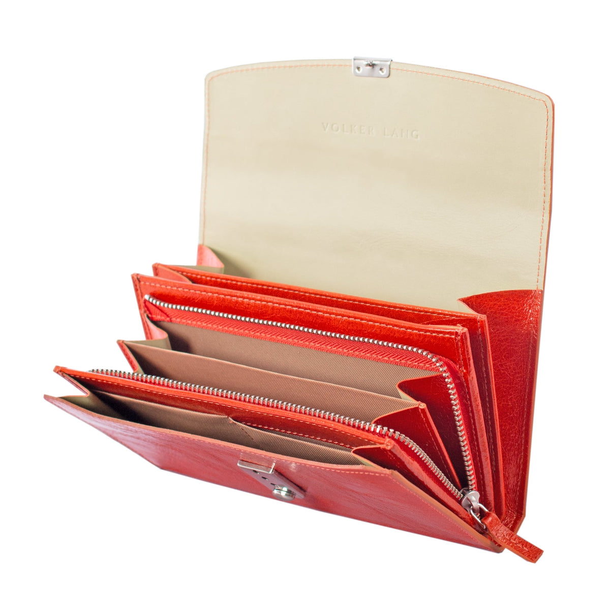 RUBEL | Leder Portemonnaie Orange (Mandarine) Vintageleder mit Reißverschluss-Münzfach und Leiterschloss