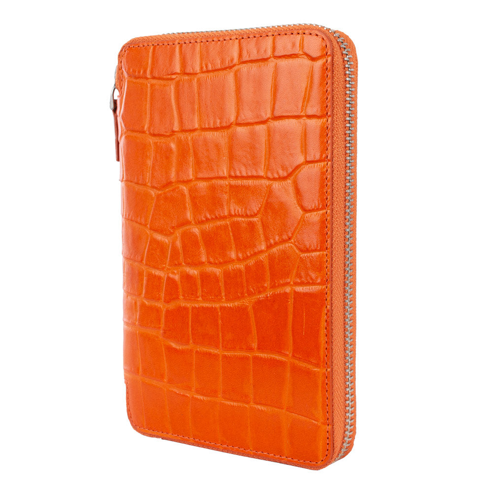 FORINT | Portemonnaie Orange (Pumpkin) Kroko – Geldbörse mit zehn Kartenfächern